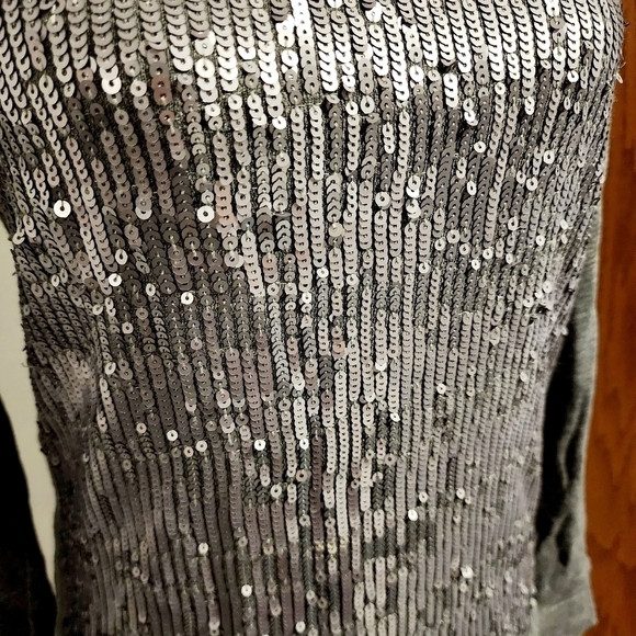 J. Crew Sequin Sweatshirt Sweater Top Grey Women's XXS 100% Cotton Sparkle New - Picture 8 of 13